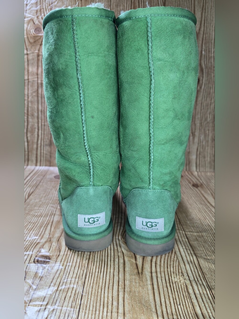 Women's UGG Green Suede Cozy Boots Size 7 - Picture 5 of 11